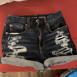 High Rise Denim Ripped Shorts